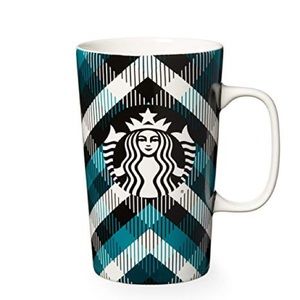 Teal and Black Plaid Starbucks Mug